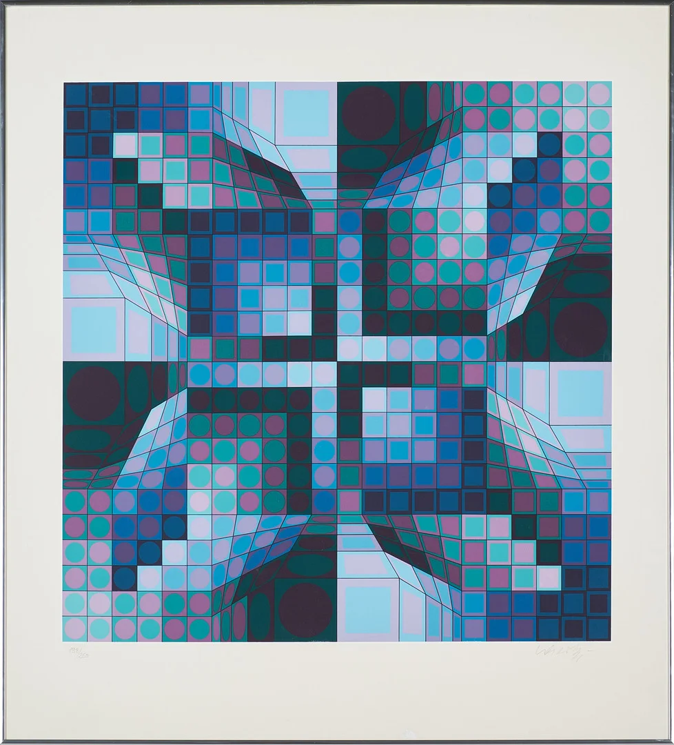 VICTOR VASARELY. Komposition, serigrafi, signerad samt numrerad 198/250. — Engravings & Prints — Stockholms Auktionsverk Sickla