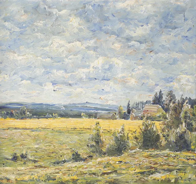JOSEF ÖBERG. Motiv från Värmland, olja på duk, signerad J. Öberg.