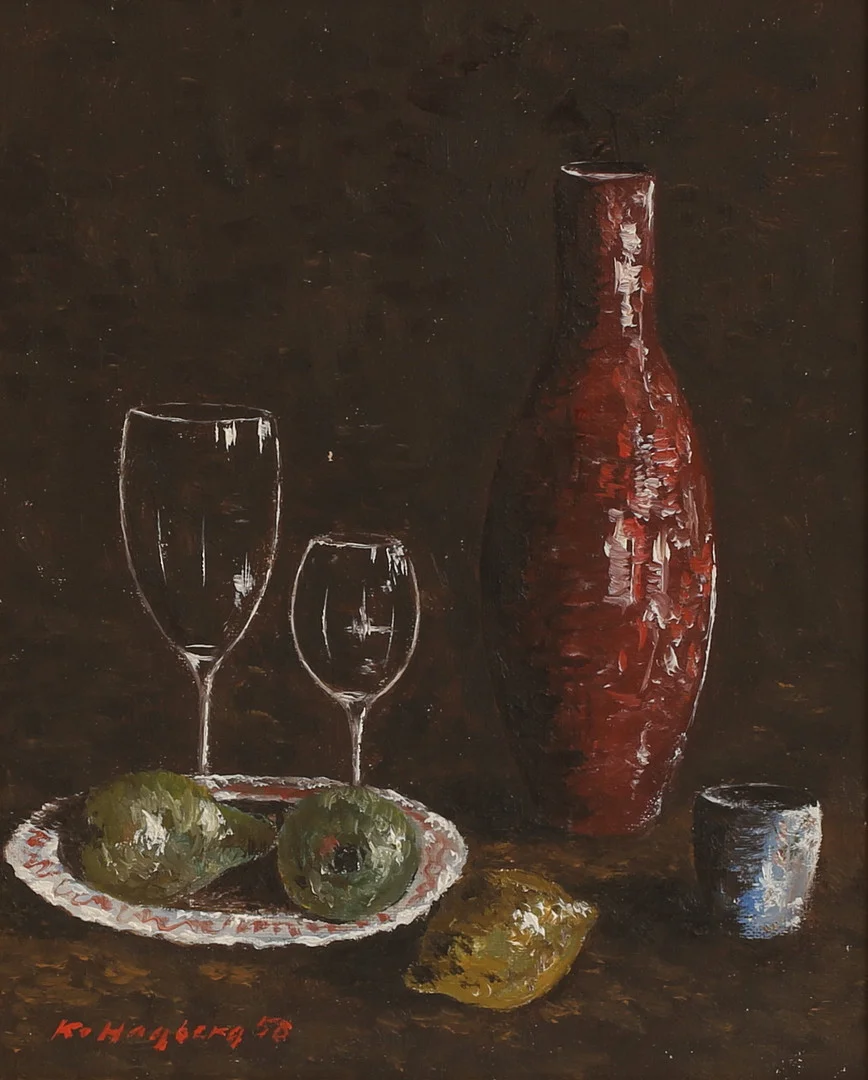 KARL ERIK HAGBERG. Olja på duk, signerad, stilleben. — Paintings — RA Auktionsverket Norrköping