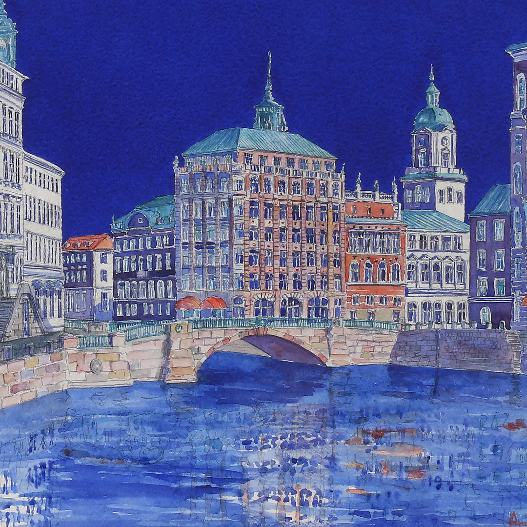 ARIANA RAMHAGE. Vy över Lilla torg, Göteborg. Blandteknik, signerad och daterad 2002. — Paintings — Göteborgs Auktionsverk