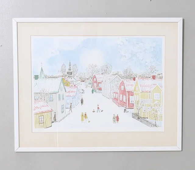 CURT SJÖBERG. Färglitografi, motiv från Trosa, 347/360, signerad.