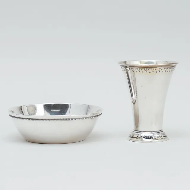 SKÅL och POKAL, silver, ca 230 gram.