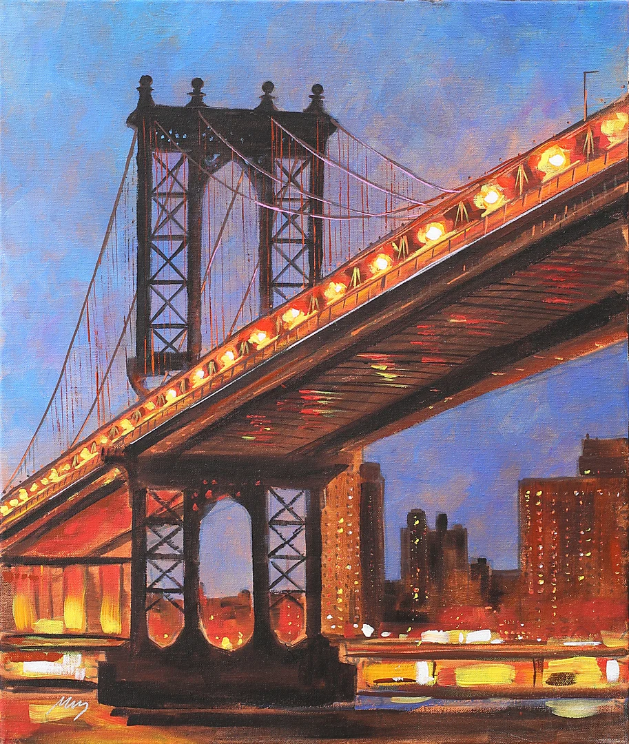 MARCUS JACOBSSON. Bro, New York, akryl på duk, signerad Marcus. — Paintings — Garpenhus Auktioner