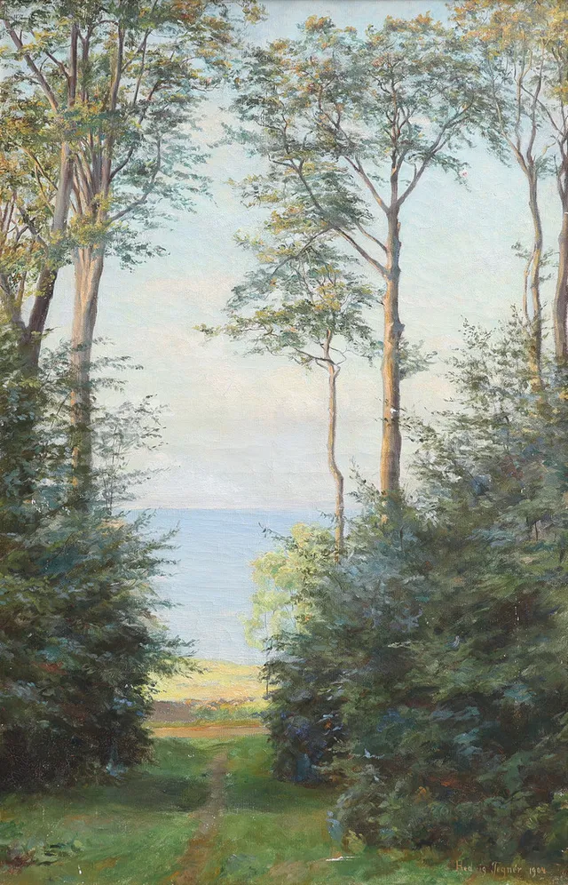 HEDVIG TEGNÉR. Kustmotiv, olja, signerad 1904.