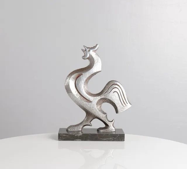 KOBAYASHI SHOMIN 1912-1994. Japansk bronzeskulptur af hane.