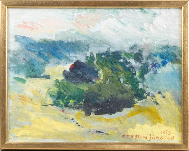 KERSTIN JÖNSSON (1931-2000). "Bild från Arild", olja på duk.