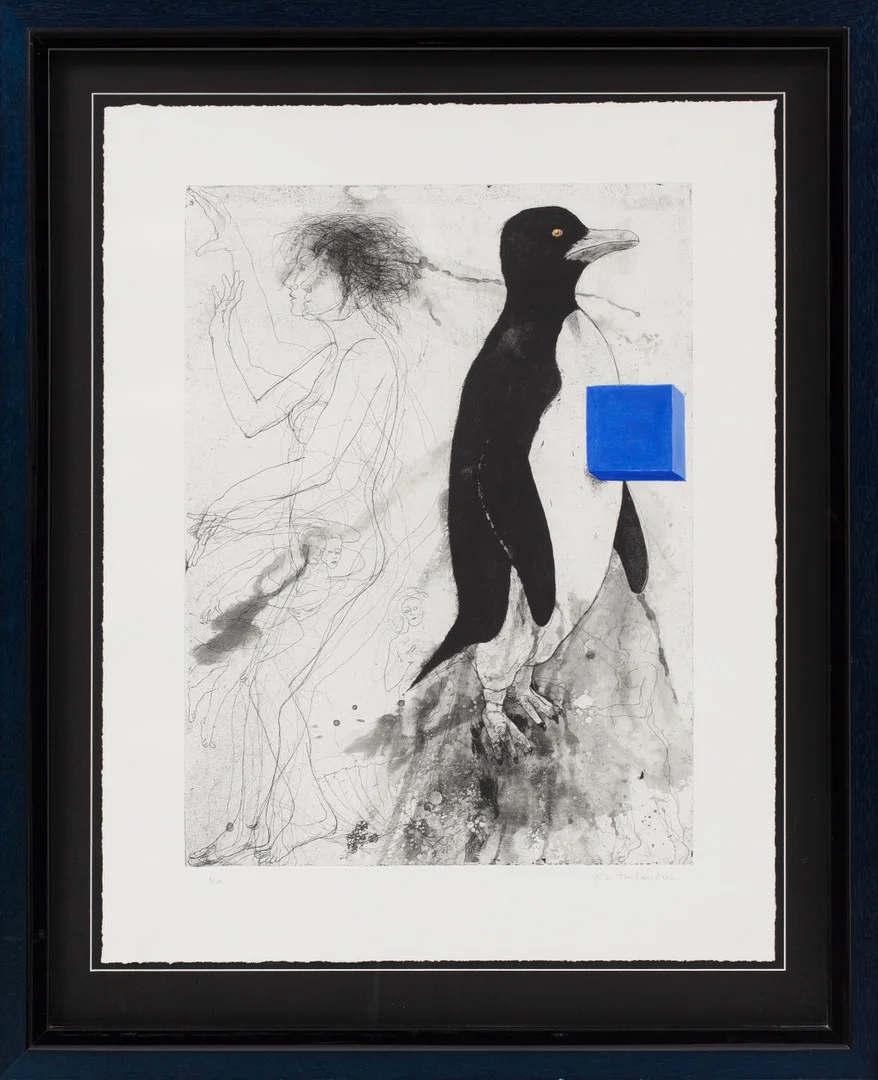 PER GUNNAR THELANDER. "Pingvin" Färgetsning signerad och numrerad 6/100. — Engravings & Prints — Göteborgs Auktionsverk