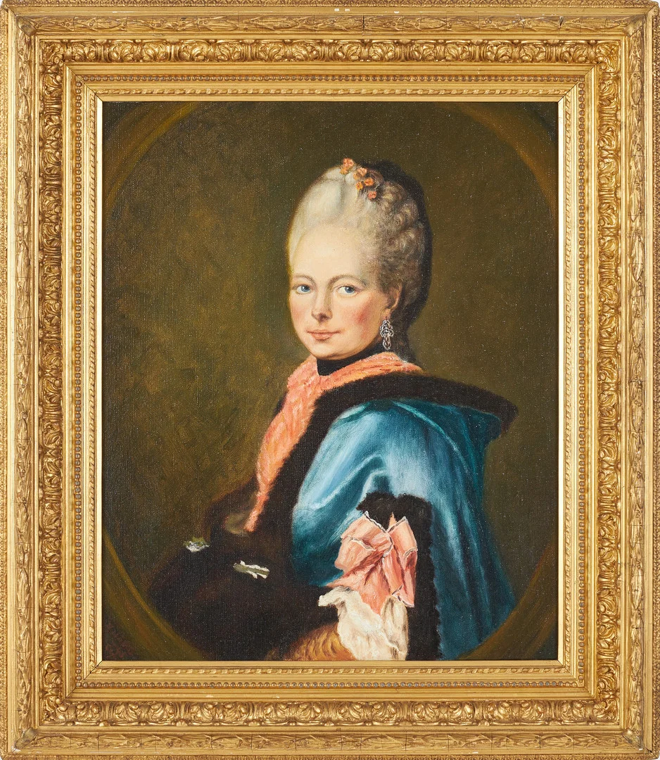 OIDENTIFIERAD KONSTNÄR. olja på duk, kvinnoporträtt, signerat Hägg samt daterad -45. — Paintings — Stockholms Auktionsverk Sickla