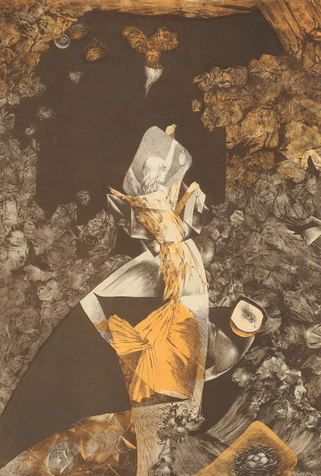 DOROTHEA TANNING (1910-2012) "Bâteau Bleu", 1950, färglitografi.