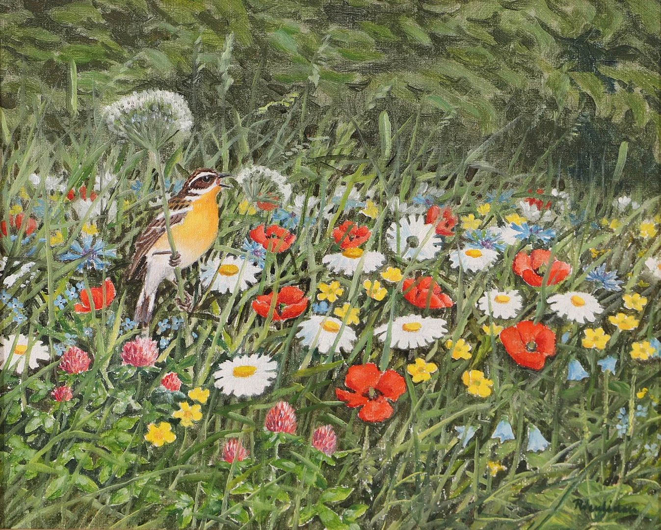 RUNE WENLIDEN. "Buskskvätta från Ven" olja på duk, signerad, -00. — Paintings — Helsingborgs Auktionskammare