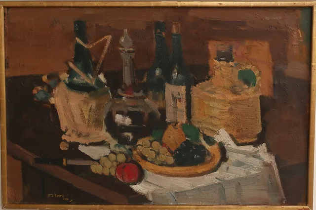 OVE OLSON. Olja på duk, stilleben, signerad.