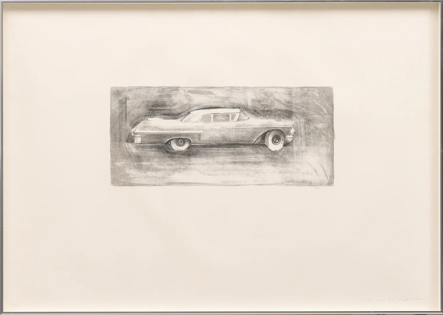 JOHN-ERIK FRANZÉN. ur serien "Den vita cadillacen", litografi, signerad, daterad 1978 och numrerad 21/100. — Engravings & Prints — Crafoord Auktioner Malmö