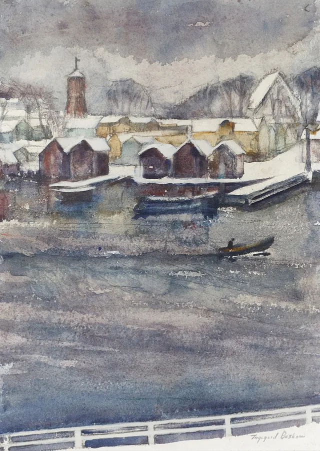 INGEGERD BESKOW (1887-1978), Vinter - Öregrund, signerad Ingegerd Beskow, akvarell.