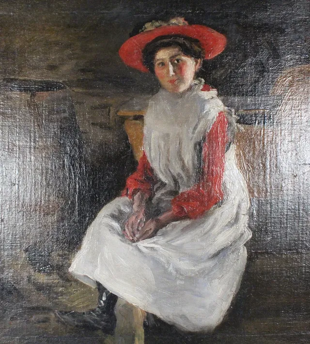 Unbekannter Künstler, Öl auf Platte, '' Portrait ''.