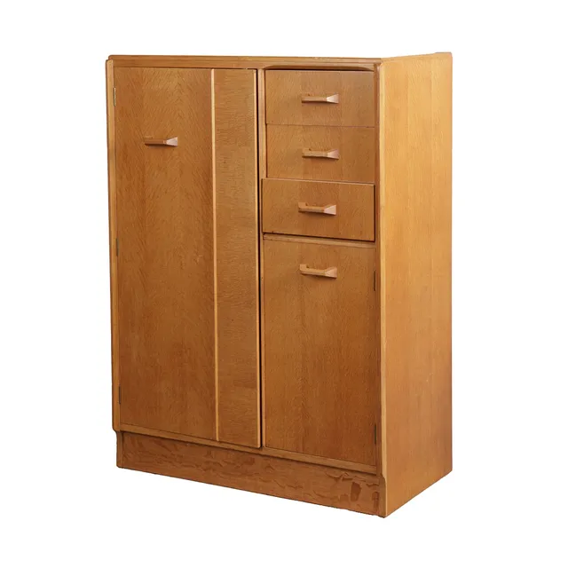 A MID 20TH CENTURY G-PLAN E-GOMME LIGHT OAK WARDROBE OF SMALL PROPORTIONS.