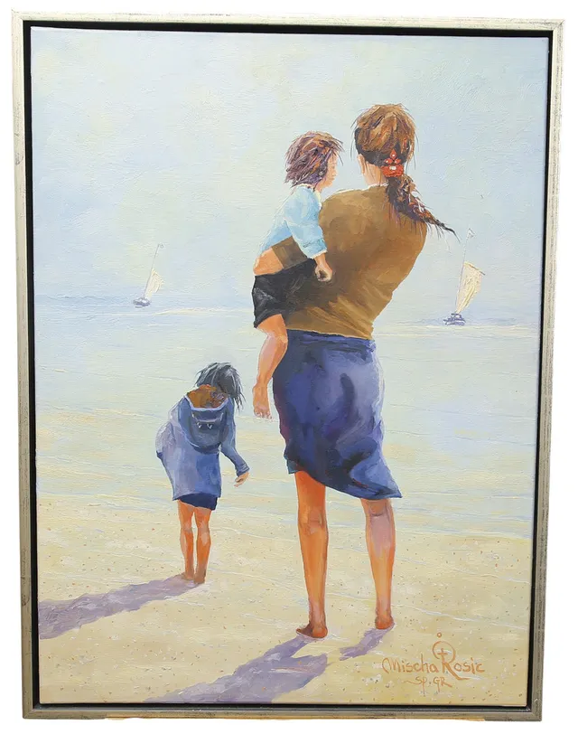 MISCHA ROSIC. Olja på duk, strandpromenaden, signerad.