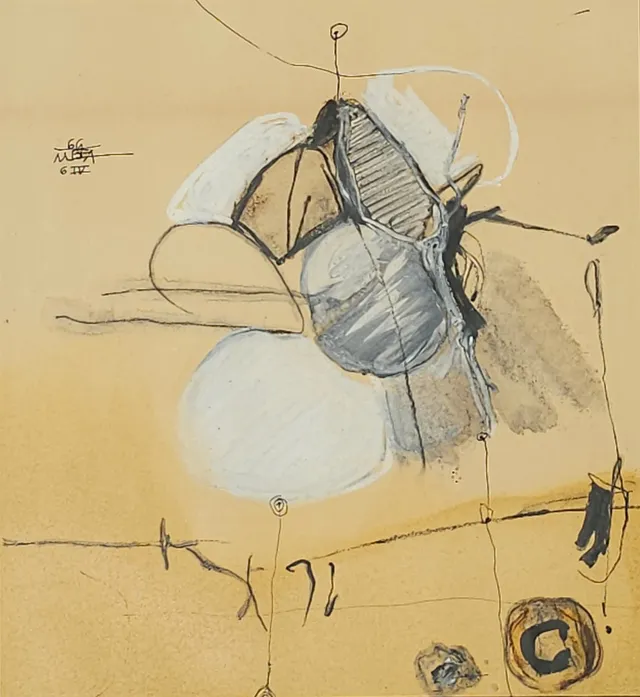 MANUEL BEA CERVERA. DIBUJO TINTA. FIRMADO Y EL FECHADO 6 IV 66.