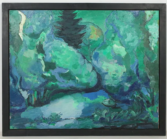 HUBERTUS GIEBE (bk). 'Sommerlicher Garten', 1999, Öl auf Leinwand, signiert.