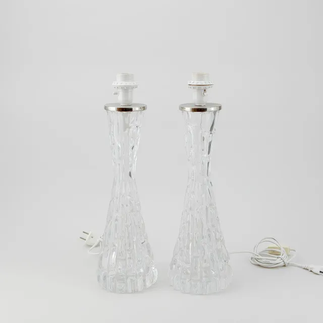 CARL FAGERLUND. Bordslampor, 1 par, glas, Orrefors.