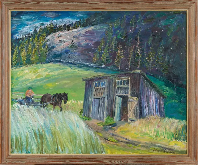 JOHAN LUNDGREN. "Nordingrå landskap", olja på duk, signerad.
