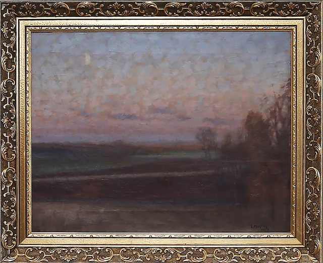 LEOPOLD MORSING. Vårstämning, landskap, olja på duk, signerad o daterad L Morsing 1929.