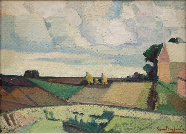 GUNNAR BERGLUND. Landskap, olja på pannå, signerad.