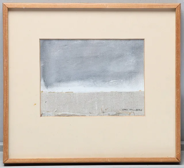 LARS HALLBERG. Olja på duk med collage, "Gråväder", signerad, daterad 1973.