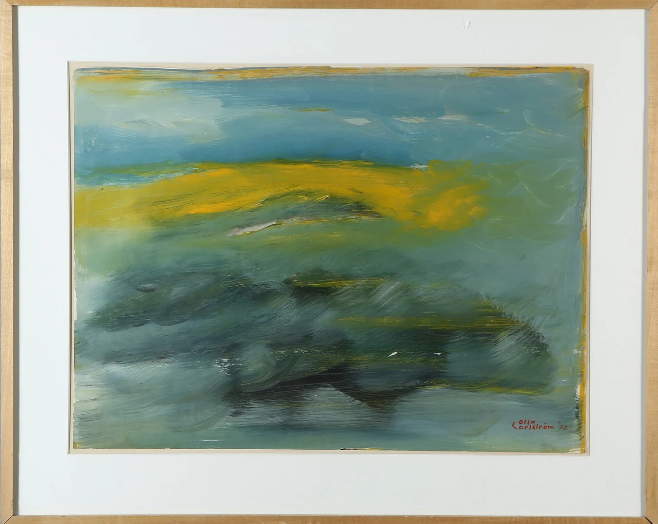 OLLE CARLSTRÖM. Komposition, olja på papp, signerad och daterad -72. — Paintings — Auktionshuset Kolonn