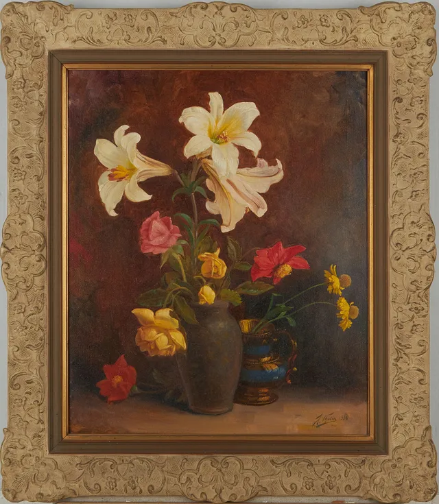 JÖNS THULIN (1867-1963): Stilleben med blommor signerad och daterad J. Thulin 1936, olja på duk.