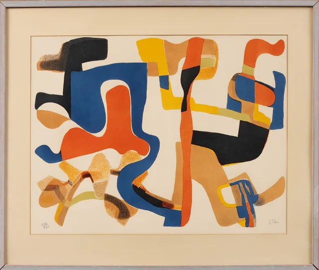 MAURICE ESTÈVE. Komposition, färglitografi, signerad och numrerad 102/260.