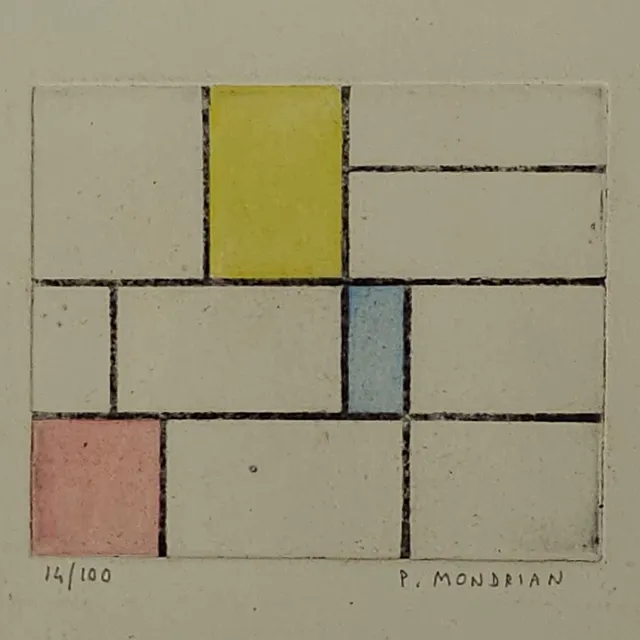 PIET MONDRIAN (1872-1944). SIN TÍTULO. GRABADO FIRMADO Y NUMERADO A LÁPIZ 14/100.