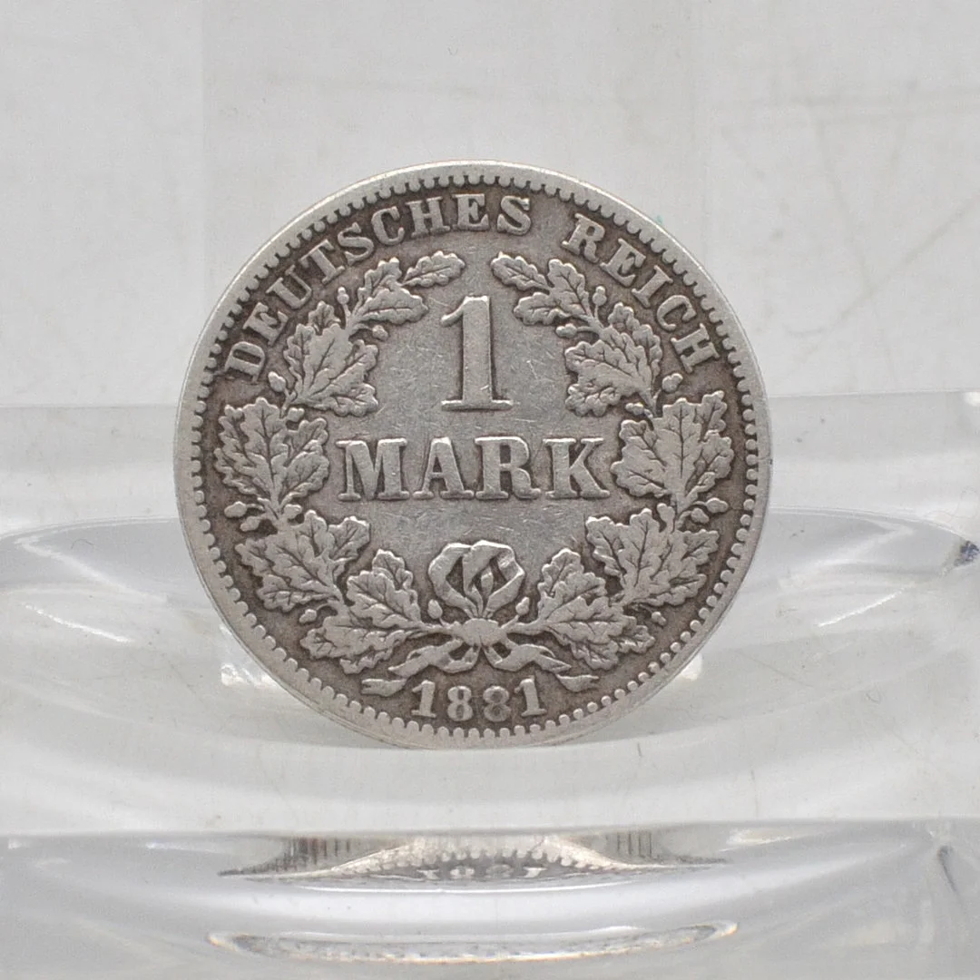DEUTSCHES REICH, 1 MARK MÜNZE, GROSSER ADLER, AUS 1881 - G, ANTIKE KURSMÜNZE AUS SILBER. — Coins & Banknotes — Kunst- und Auktionshaus Kleinhenz