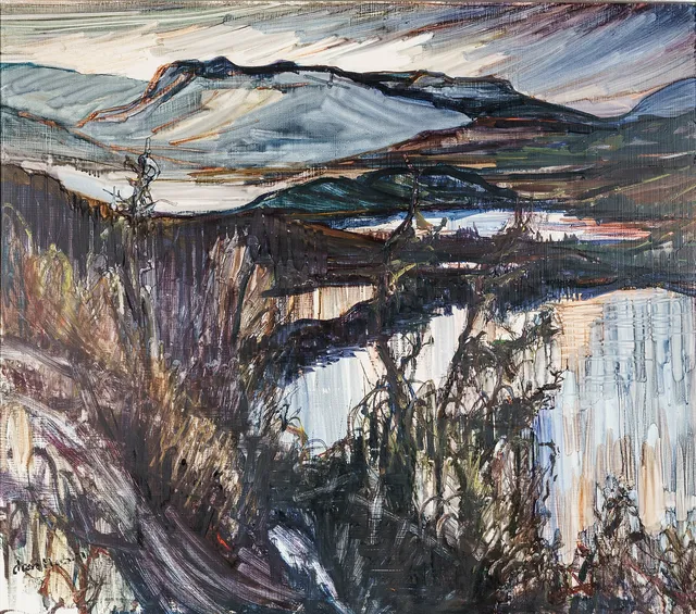 LARS MATSON. Olja på pannå, "Midsommarnatt", Signerad.