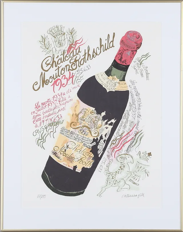 CATHARINA GÖTH. Mouton Rothchild, serigrafi, signerad samt numrerad.