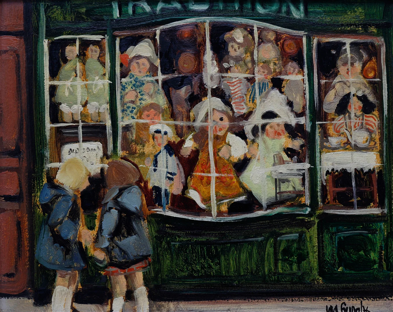 ANTONI VIVES FIERRO. Girls in front of a dolls' shop window. — Paintings — Balclis
