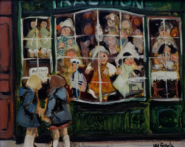 ANTONI VIVES FIERRO. Girls in front of a dolls' shop window.