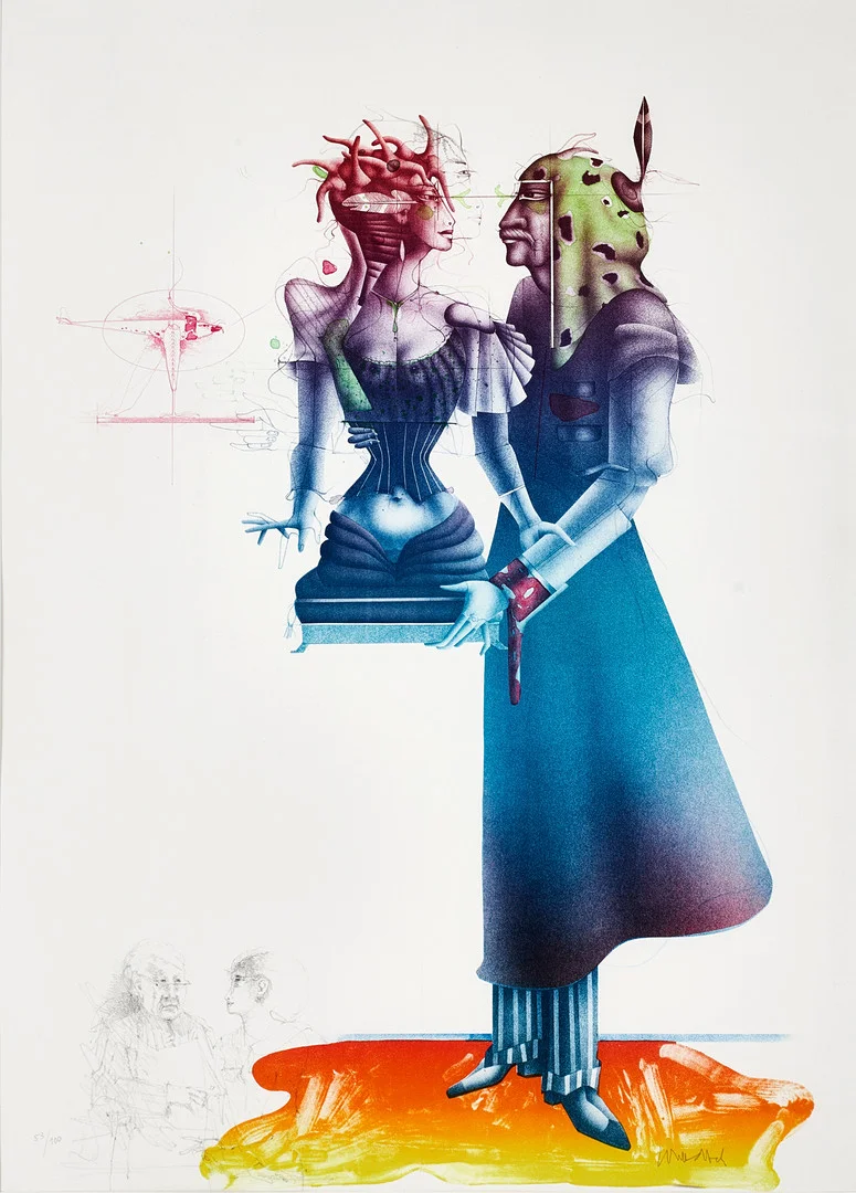 PAUL WUNDERLICH (TYSKLAND, 1927–2010). "Dame ohne Unterlieb", signerad och numrerad Wunderlich 53/100, litografi. — Engravings & Prints — Crafoord Auktioner Stockholm