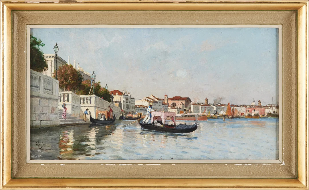 CARL SKÅNBERG. Gondoler i Venedig. — Paintings — Stockholms Auktionsverk Magasin 5
