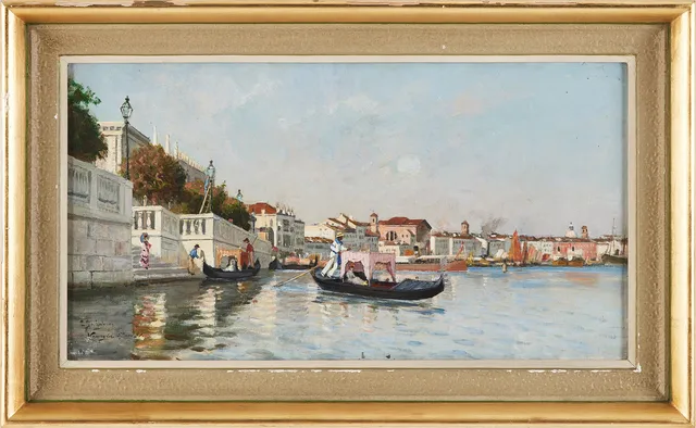 CARL SKÅNBERG. Gondoler i Venedig.