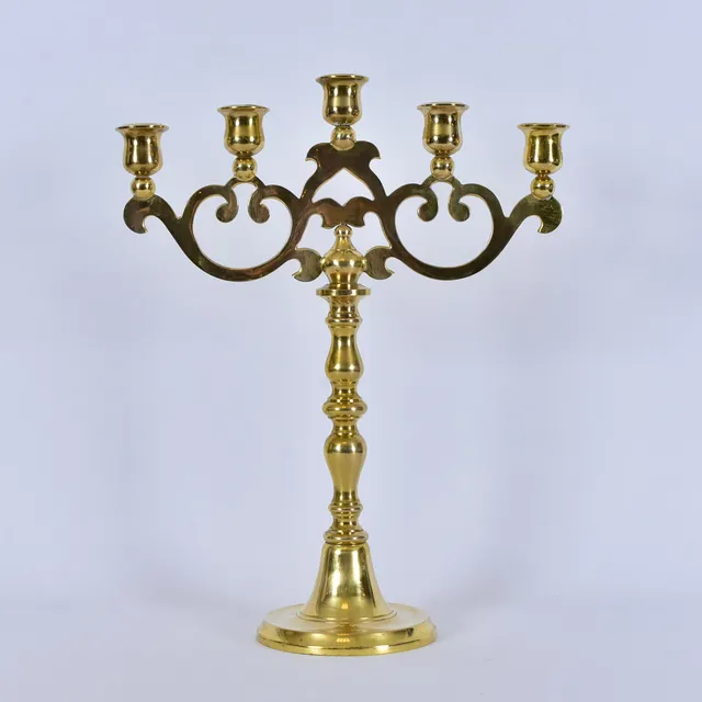 KANDELABER, 5-armad, mässing, 1900-tal.
