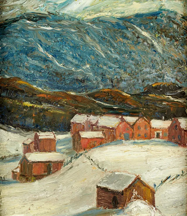 GÖSTA BOHM (SVERIGE, 1890–1981). Vinterlandskap, signerad och daterad, olja på pannå.