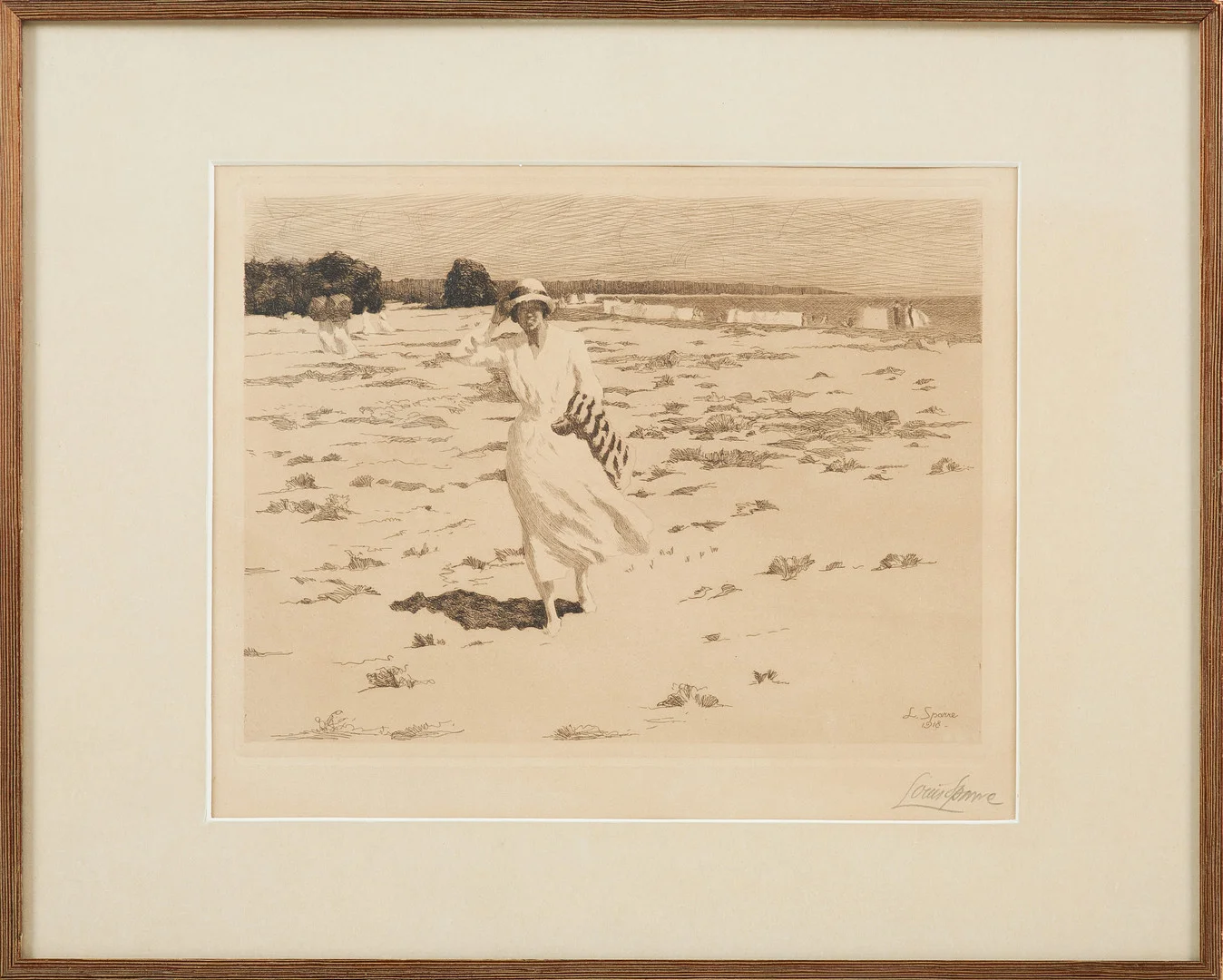 LOUIS SPARRE. "En solig strand", etsning, tryck, daterad och signerad Louis Sparre 1918. — Engravings & Prints — Stockholms Auktionsverk Sickla