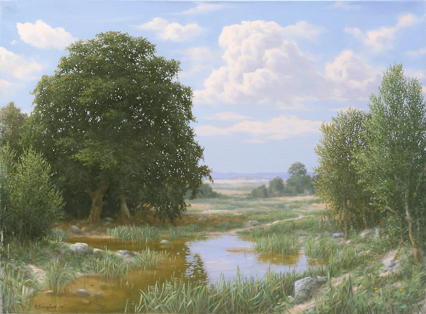 ANDERS EMGÅRD. Sommarlandskap, olja på duk, signerad A Emgård. — Paintings — Garpenhus Auktioner