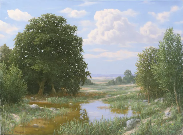 ANDERS EMGÅRD. Sommarlandskap, olja på duk, signerad A Emgård.