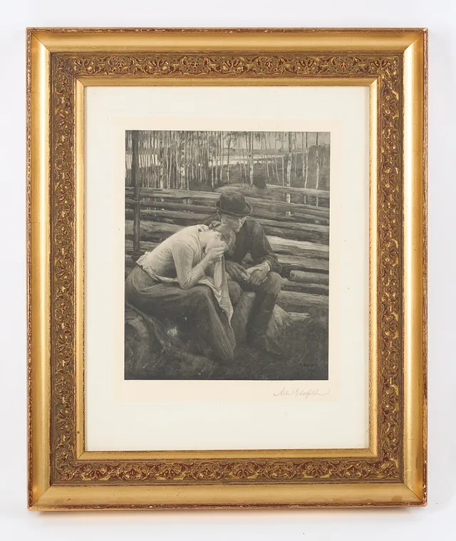 ALBERT EDELFELT. HELIOGRAVYR, "Sorg", signerad.