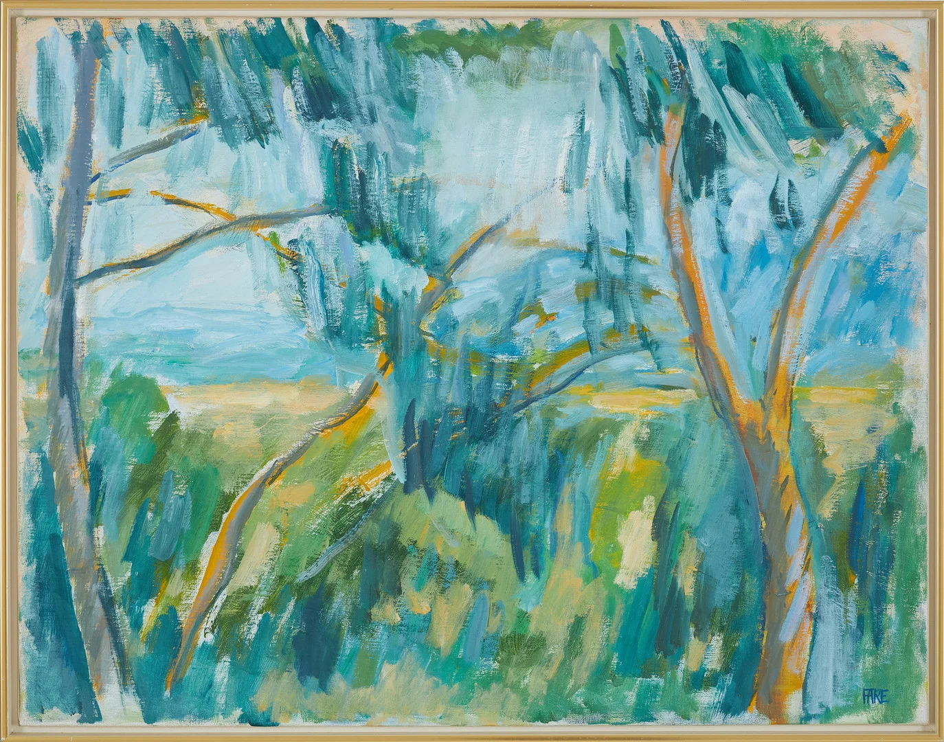 LEOPOLD FARE. "Landskap med pinjer", Provence, olja på duk, signerad Fare, daterad 1987. — Paintings — Stockholms Auktionsverk Sickla