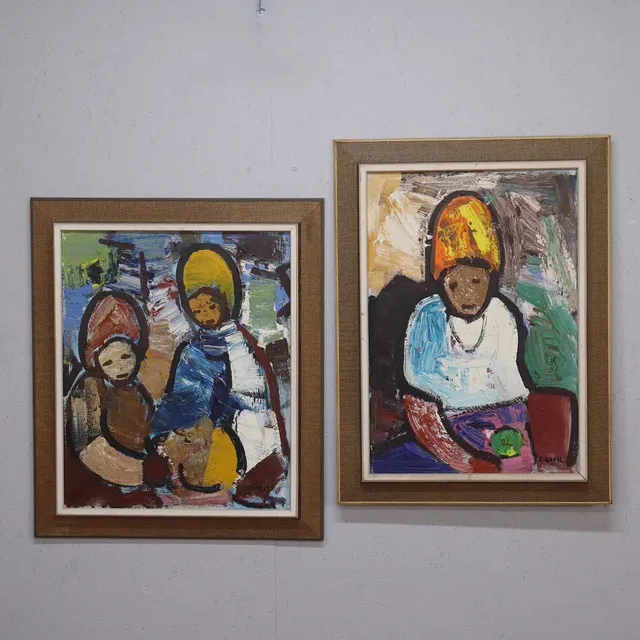 GÖSTA FALCK. olja på duk, figurer, 2 st.