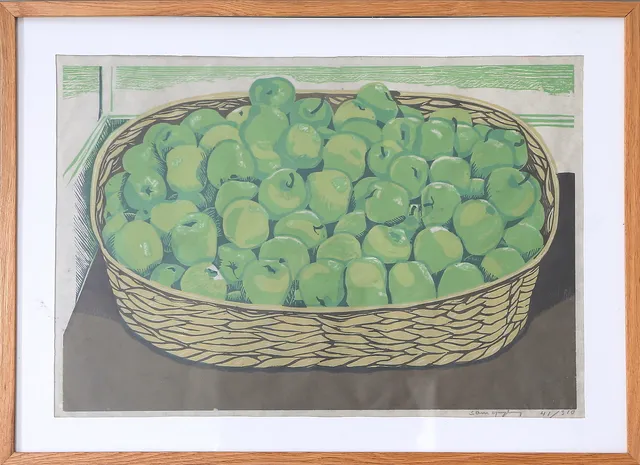 SVEN LJUNGBERG. Grafiskt blad, träsnitt, signerad.