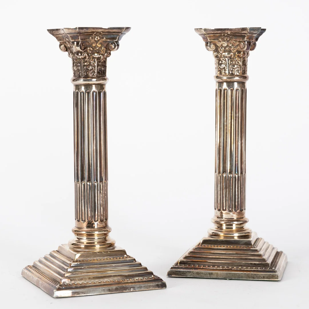 Paar Tafelleuchter, Sterling Silber, USA, 1- Hälfte 20. Jh. (2). — Silver — Stockholms Auktionsverk Hamburg