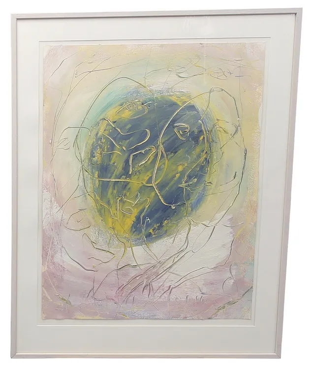YOSHIO NAKAJIMA. Olja på papper, "Green Sun" signerad.